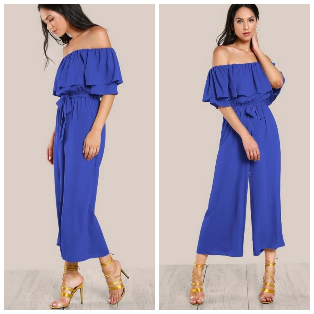 🎈SOLD🎈SHEIN Off Shoulder Culotte Jumpsuit - Picture 2 of 11